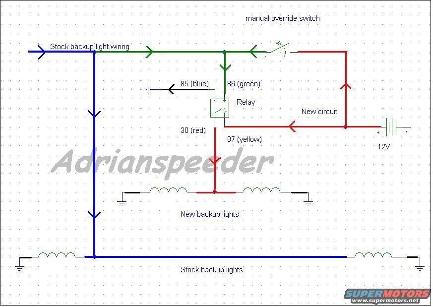 relay diagram for exterior lights wired into backup lights