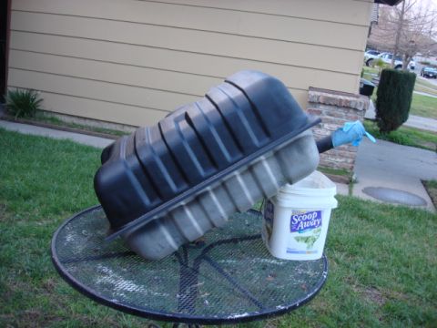 1983 Ford Bronco - here is the tank after it was cleaned and undercoated on the bottom. there is a coat of flat black over the under coat.