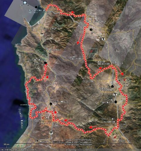 1992 Ford Explorer - This is a satellite map displaying a race course route overlaid on a geographical area.