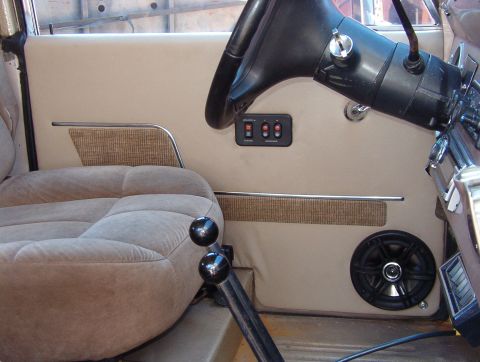 1975 Ford Bronco - I managed to lift the speaker so it's not ON the floor now, but it's still low. I'd really rather have mounted it forward of the latch hand…