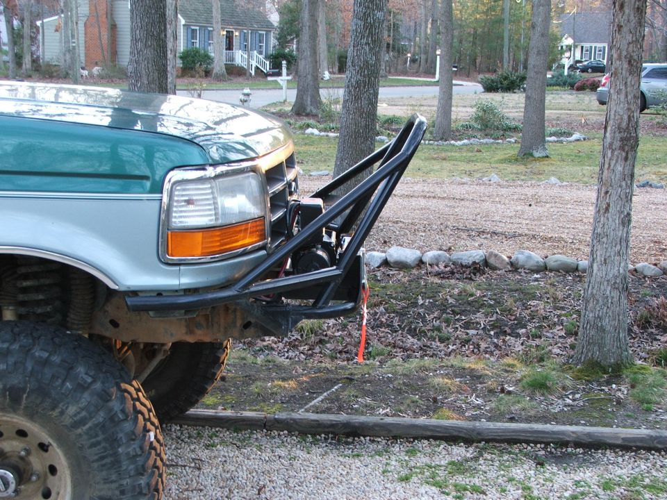 1996 Ford Bronco front end with custom brush guard and winch