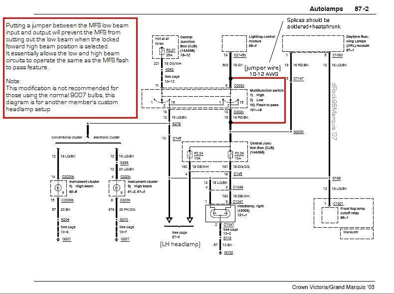 Bypassing the MFS to allow low beam on w/ high beam

Not recommended for those running 9007 bulbs