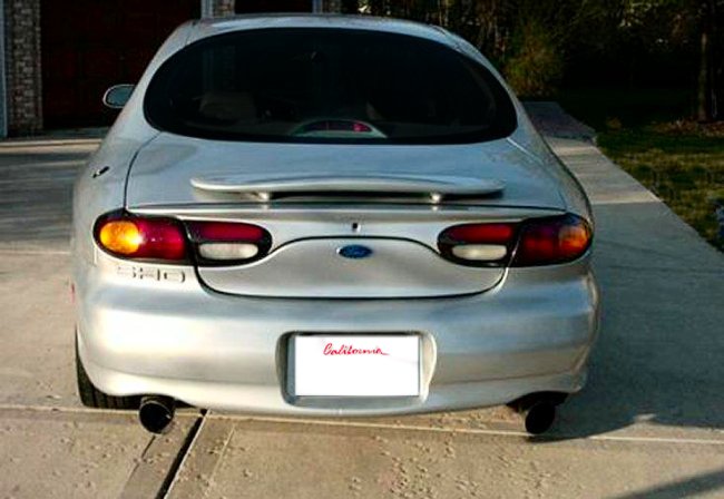 1997 Ford Taurus rear view, California license plate frame