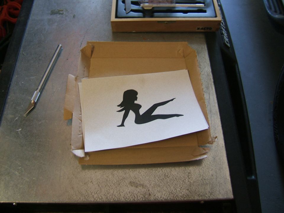 naked truck flap lady stencil