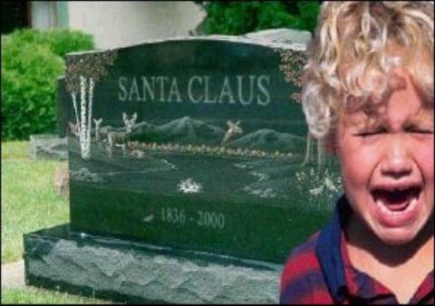 1998 Ford Crown Victoria - A child cries next to a gravestone that reads "SANTA CLAUS" and "1836-2000".