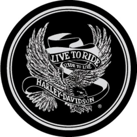 1998 Ford Crown Victoria - Circular Harley-Davidson logo an eagle and the text "Live to Ride, Ride to Live".