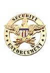 1998 Ford Crown Victoria - A close-up of a gold badge indicating security enforcement duties.