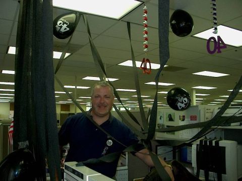 1998 Ford Crown Victoria - Office decorations include balloons and streamers, with some balloons displaying the number 40.