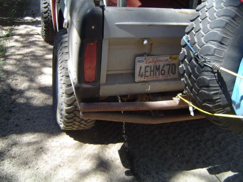 1967 Ford Bronco - Rear view of a 1967 Ford Bronco, showing its license plate and spare tire.