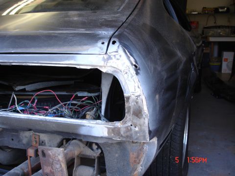 1978 Ford Mustang II - Right Side of tail light panel with old filler removed. View 1