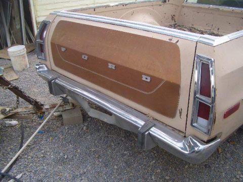 1974 Ford Ranchero - Rear view of a 1974 Ford Ranchero showing the tailgate and bumper.