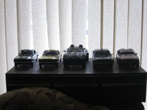 1988 Mercury Grand Marquis - (left to right) Bullitt Mustang, 67 Mustang, Dodge Viper, XXXGTO, 77 Trans Am.