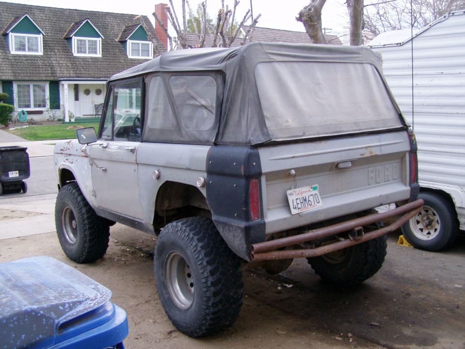 1967 Ford Bronco rear view with soft top and California plates