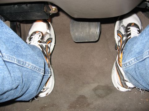 2001 Ford Crown Victoria - Note the comfortable leg position with the knee slightly bent. It is comparable to the gas pedal position.