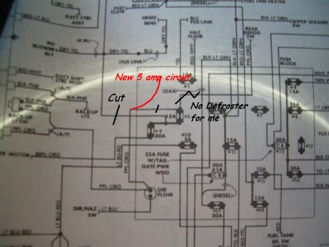 1988 Ford Bronco - This diagram shows electrical circuits with handwritten modifications and notes.