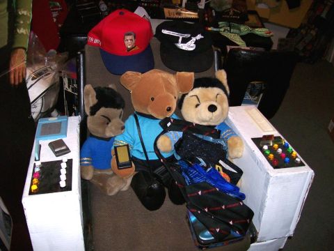 1966 Pontiac Fiero - Stuffed animals dressed as Star Trek characters are displayed with themed hats and accessories.