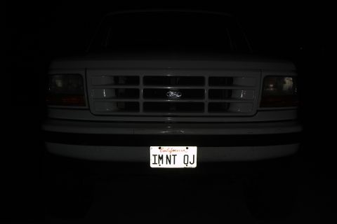 1996 Ford Bronco - Front view of a 1996 Ford Bronco with a California license plate.