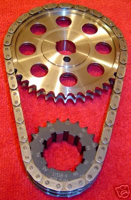 1972 Ford Ranchero - A timing chain and two sprockets are shown, one larger and one smaller, with part number 31518-9 visible.