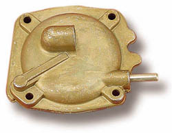 1972 Ford Ranchero - This brass fuel pump features a lever arm and two distinct ports, likely for automotive use.