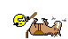 1989 Ford Bronco - A pixelated camel appears to be attacking a moon with a baseball bat in this digital artwork.