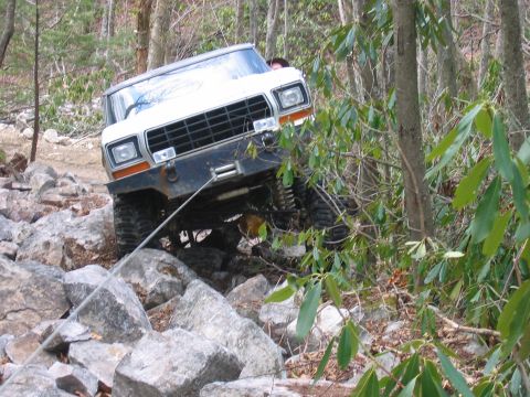 1992 Ford Mustang - This 1979 Ford Bronco navigates a challenging rocky trail.