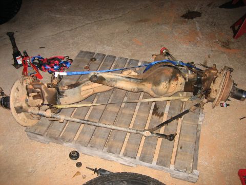 1996 Ford Bronco - Front axle assembly for a Ford Bronco, possibly from a 1996 model, removed for maintenance.