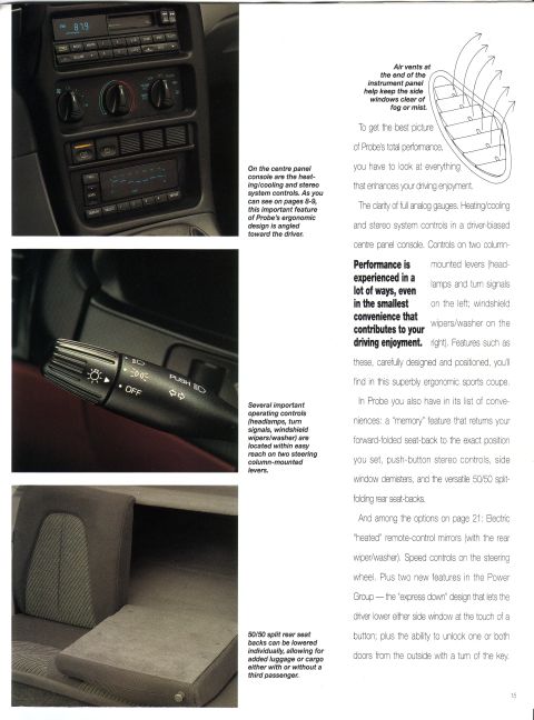 1993 Ford Probe - Close-up of a car's interior, detailing the center console and driver controls.