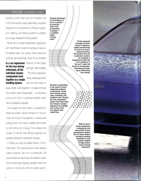 1993 Ford Probe - A blue car's rear quarter panel is shown covered in water droplets, with a Ford badge visible on the body.