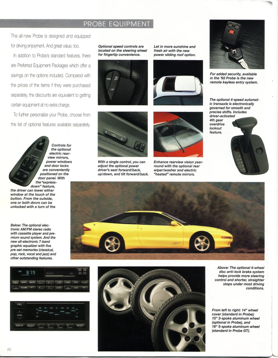 Yellow 1993 Ford Probe GT parked on a dirt road