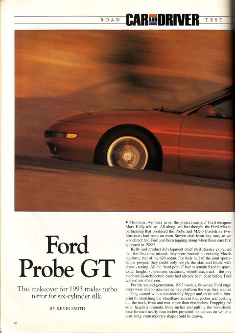 1993 Ford Probe - This magazine article features a 1993 Ford Probe GT, highlighting its makeover.