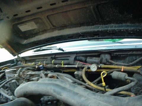 1992 Ford Bronco - the plumbing with, in this order, oil catcher, check valve, pressure switch, 3 way manifold.