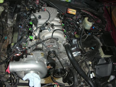 1992 Ford Crown Victoria - Engine bay modifications are visible, including a supercharger and custom wiring.