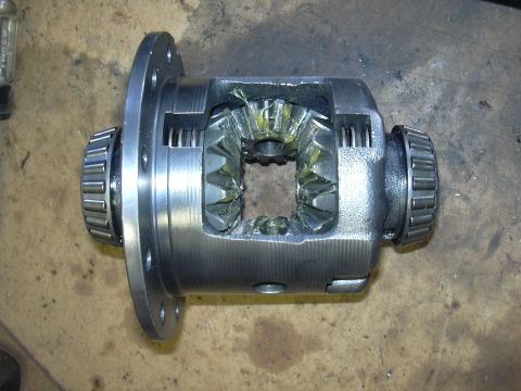 1996 Ford Crown Victoria - Close-up view of an open differential, showing internal gears and bearings.