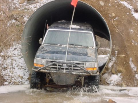 1992 Ford Bronco - falling out of badlands tube in -4 degree weather.