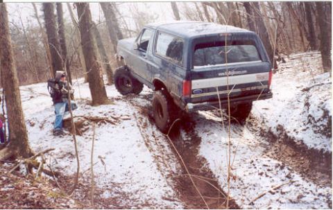 1992 Ford Bronco - sliding in the slop.