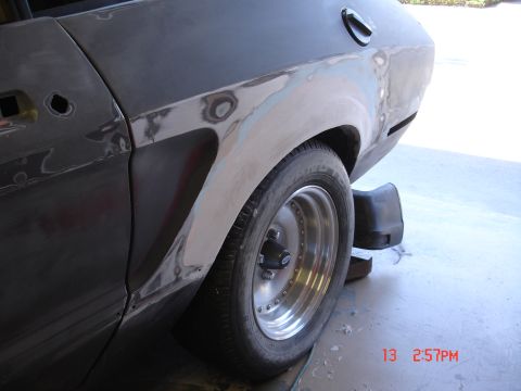 1978 Ford Mustang II - Reshaping the left rear fenderwell View 1