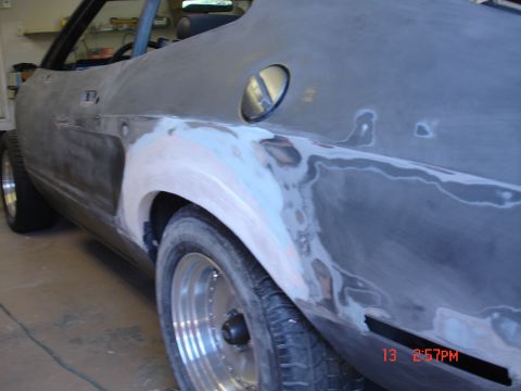 1978 Ford Mustang II - Reshaping the left rear fenderwell View 2