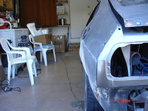 1978 Ford Mustang II - Reshaping the left rear fenderwell View 3
