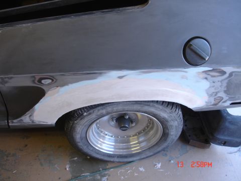1978 Ford Mustang II - Reshaping the left rear fenderwell Top view
