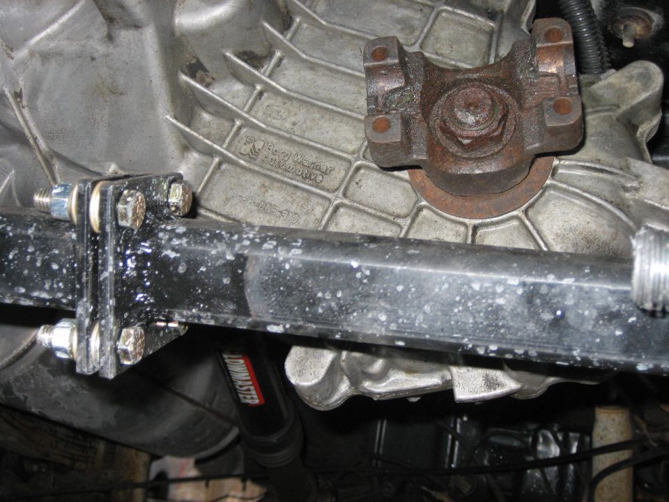 Transmission housing with Ford Warner Automotive casting and driveshaft yoke