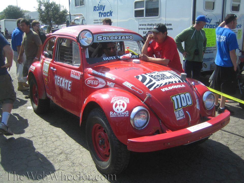 Red Baja Bug Volkswagen Beetle race car 1700 lettered Tecate and Solorzano