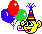 1989 Ford Bronco - A festive smiley character celebrates with balloons and a party hat.
