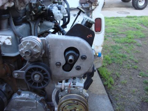 1983 Ford Bronco - here is the new P/S pump in place. this stuff cleaned up real good.