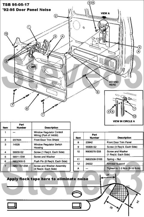 1983 Ford Bronco - TSB 95-05-17 Door Panel Noise LIGHT TRUCK: 1992-95 BRONCO, F-150-350 SERIES ISSUE: The door panels may "squeak" or "creak&qu…