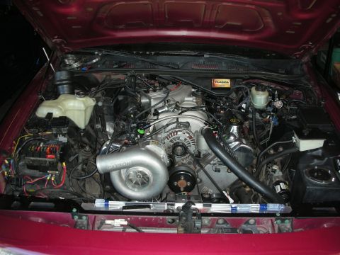 1992 Ford Crown Victoria - Engine bay of a 1992 Ford Crown Victoria, a prominent Paxton supercharger.