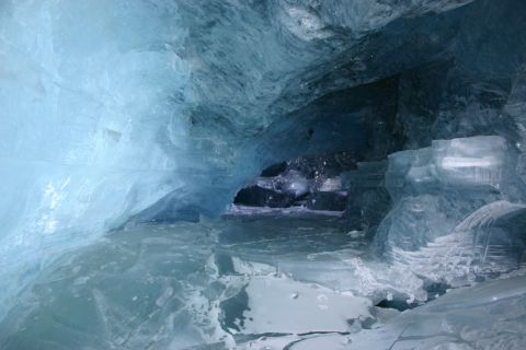 2003 Jeep TJ - Inside an ice cave, showing the formations and textures of the ice.
