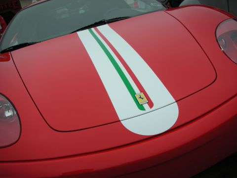 1998 Ford Crown Victoria - Ferrari hood with Italian flag racing stripes and emblem.