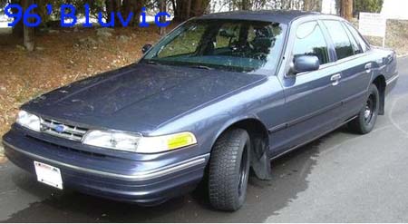 1996 Ford Crown Victoria - This 1996 Ford Crown Victoria is shown from the front three-quarter view.