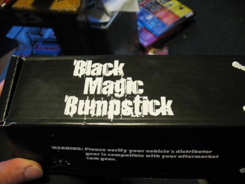1985 Ford Crown Victoria LTD - Product box for 'Black Magic Bumpstick' includes a warning about distributor gear compatibility.