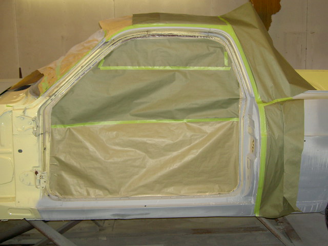Masked car door and window frame